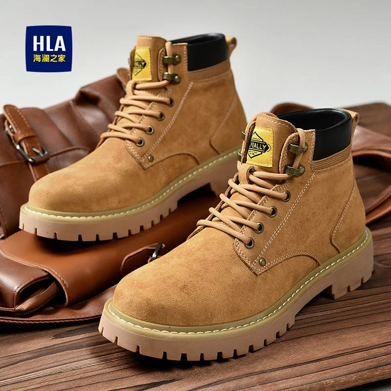 男鞋马丁靴2024秋冬加绒潮流高帮大黄靴休闲工装靴子