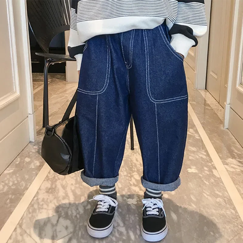 男童牛仔裤子春秋款休闲裤儿童秋装洋气长裤2023新款宝宝时髦潮裤