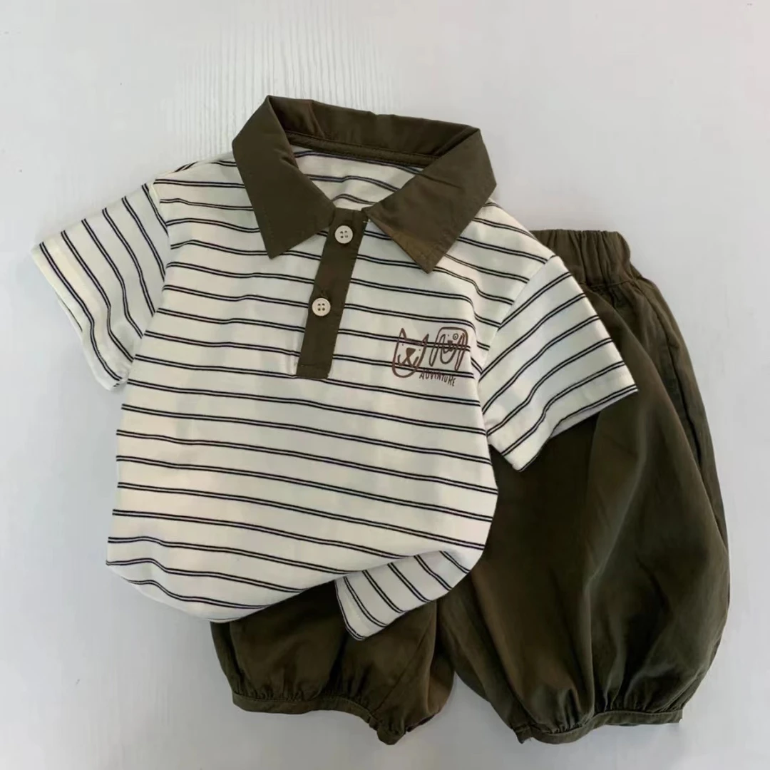 男童两件装2024夏季短袖polo衫中小童宝宝韩系休闲薄款t恤上衣潮