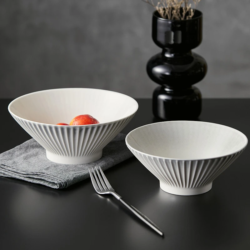 丹迪灰8英寸面碗大碗陶瓷汤面碗碗盘餐具 2只装