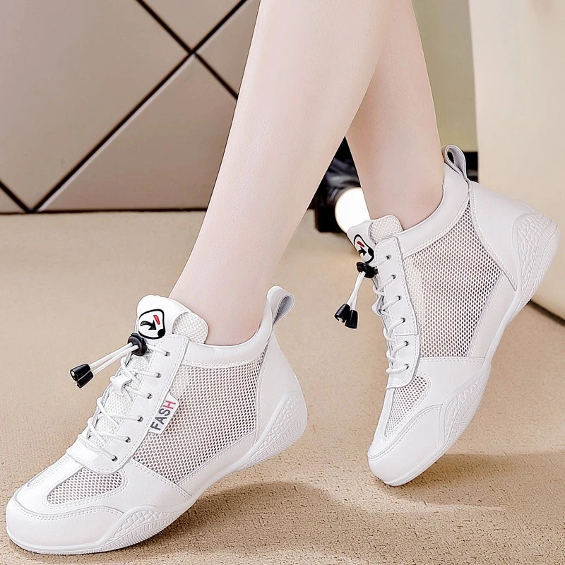 2024夏季新品真皮透气网面舒适运动休闲鞋中邦防滑软底小白鞋女鞋