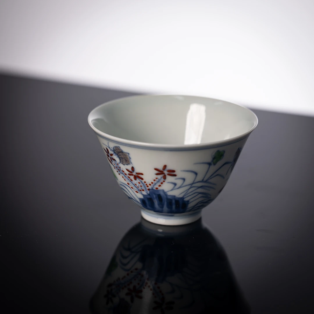 【墨舍好物】蝴蝶山石小杯陶瓷手绘茶杯主人杯品茗杯（mssy4）