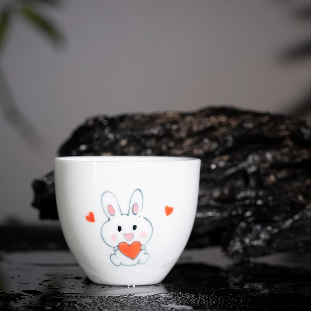 【墨舍好物】白圆口兔杯景德镇陶瓷主人杯家用茶杯功夫茶具(th147)