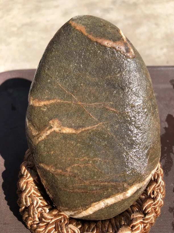 天然饿卵石摆件奇石石头陶瓷风化造景石长14宽9厚6厘米重1.0公斤