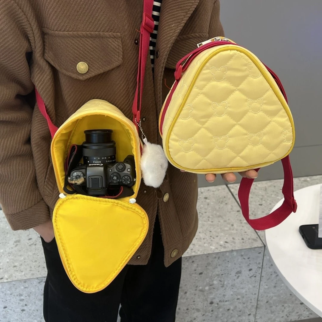 ins创意防撞拍立得保护套收纳袋可爱奶酪相机包收纳包单肩斜挎包