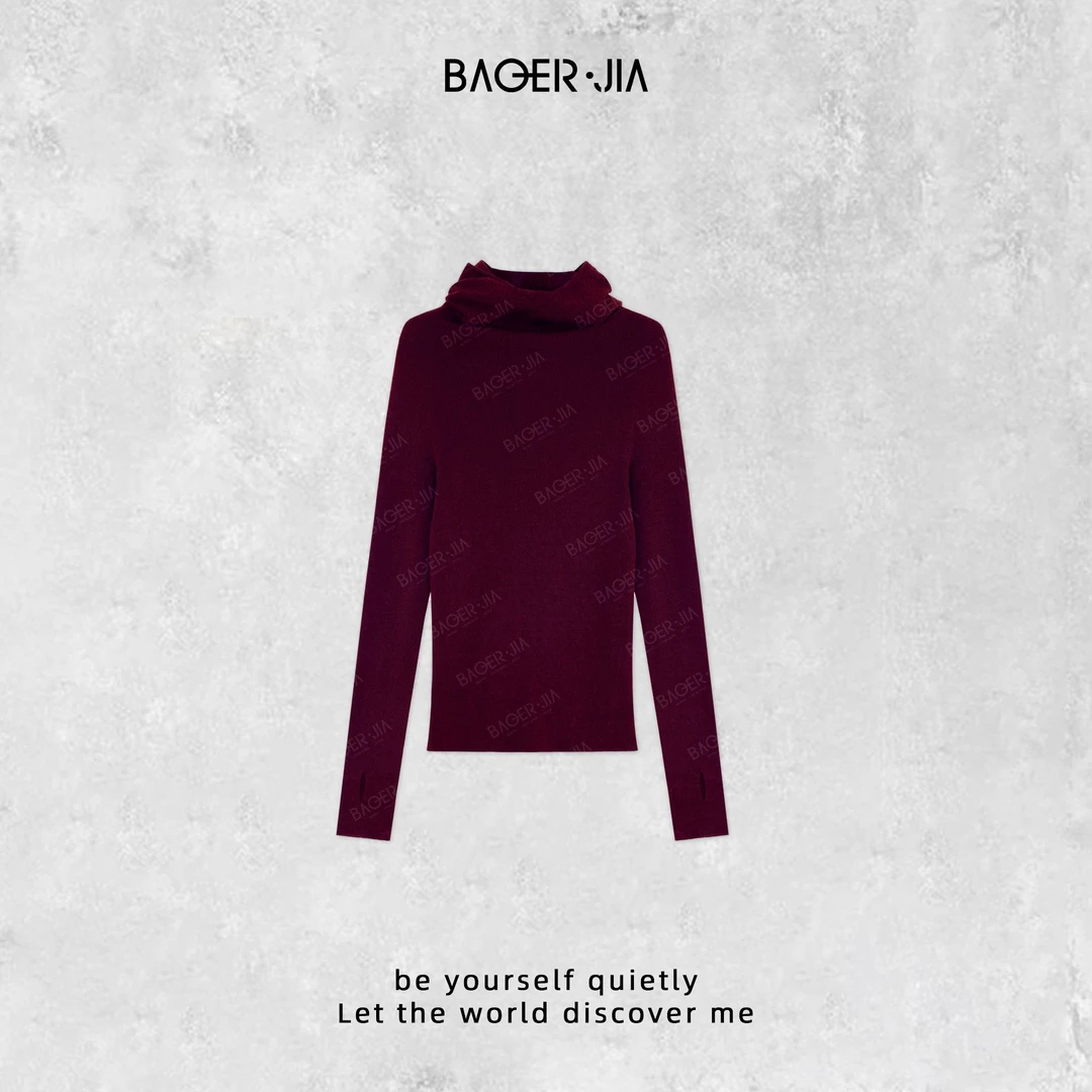 0-【杨树林帽衫】宝儿家含幂BV56424309秋季款显瘦堆堆领绵羊毛毛衣