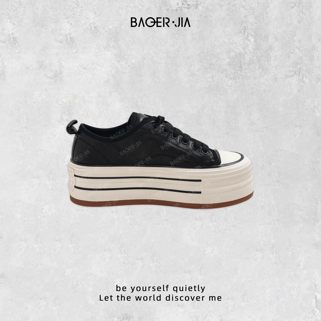 0-【大长腿神器】宝儿家含幂BM16624307早秋新款松糕底增高帆布鞋