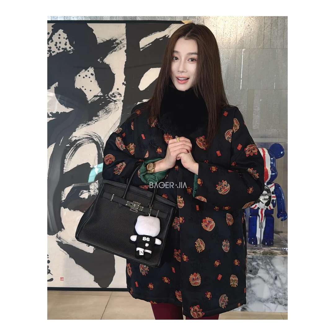 0-【拜年服】宝儿家含幂BH12424410冬季新款国风元素年兽虎头鹅绒服