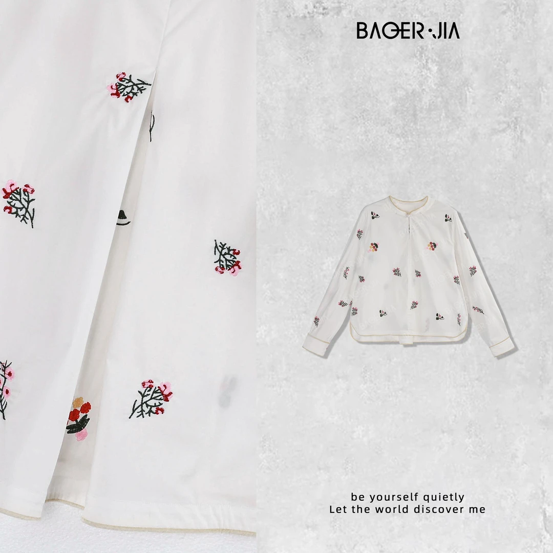 0-【花香满园】宝儿家含幂BK52824309冬季新款国风时尚舒适提花衬衫