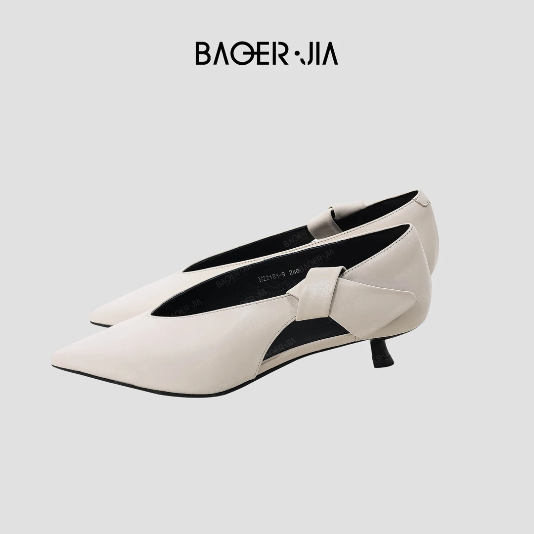 0-宝儿家BM12024102早春穿搭新款时尚百搭细跟气质尖头牛皮高跟鞋