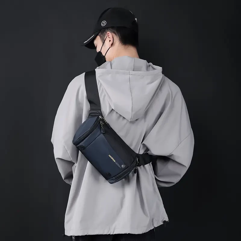 新款春季轻便多功能胸包男女牛津布腰包户外百搭小挎包骑行小背包