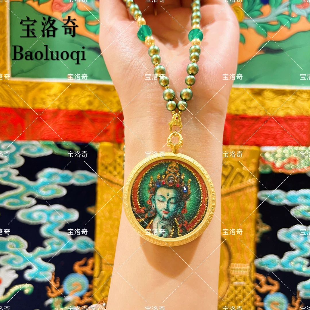 宝洛奇BLQTK-006 绿渡母手工粗矿砂唐卡