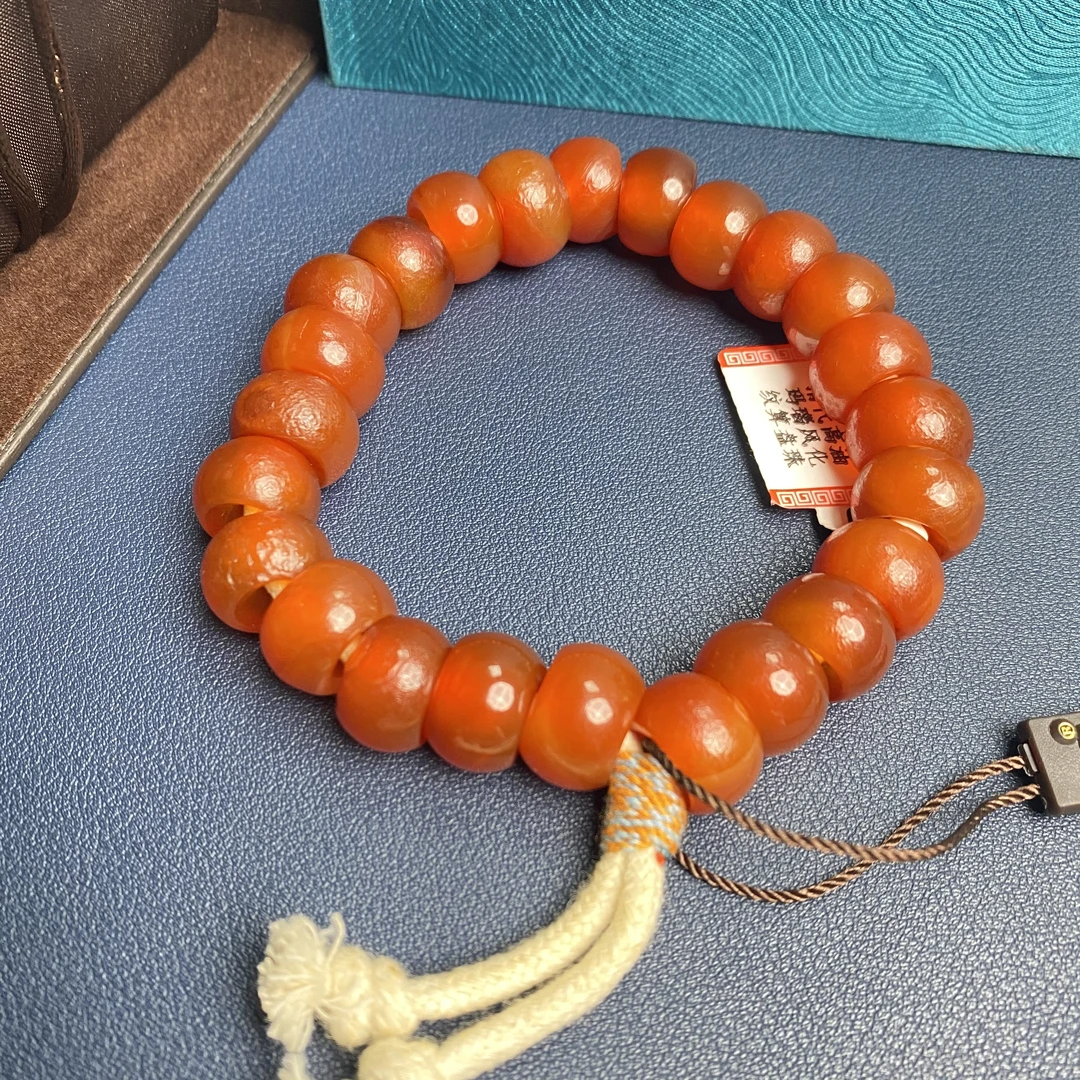 MS1001清代 高油玛瑙 风化纹 算盘珠 手串-HDJP