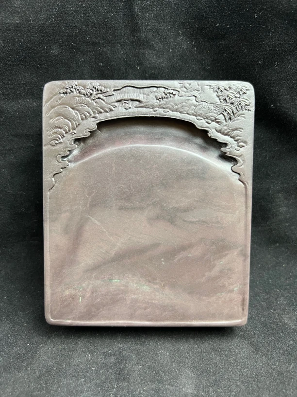 精品端砚《湖光山色砚》-麻子坑，尺寸：13.2x11.2x3.5cm