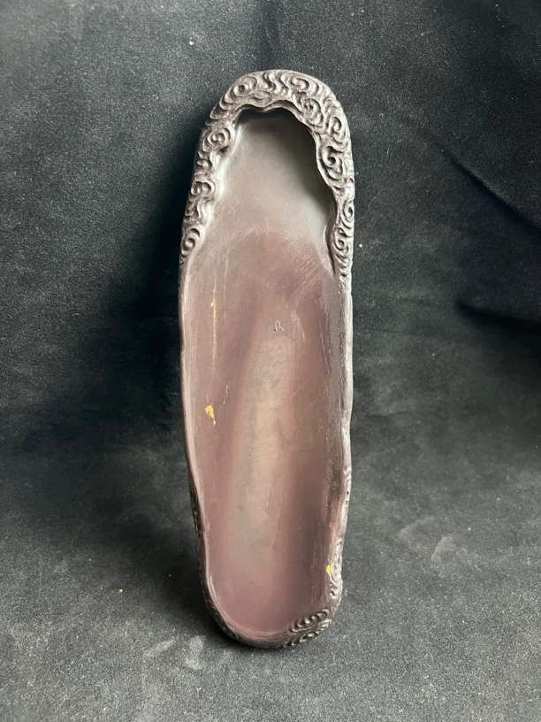 精品端砚《瑞气祥云砚》-坑仔岩,尺寸:22.2x6.7x2cm