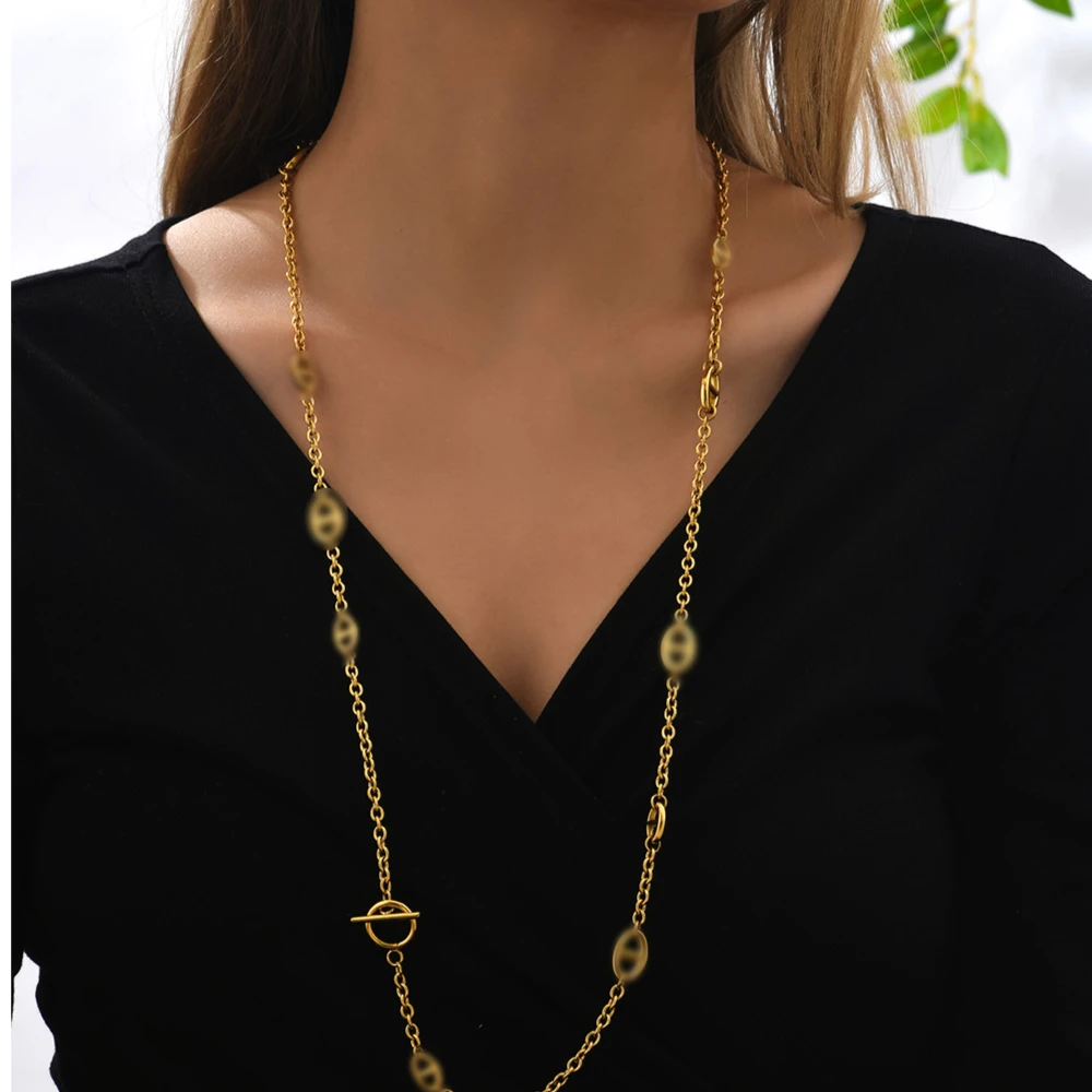 铜合金耳饰 猪鼻子叠戴项链百搭