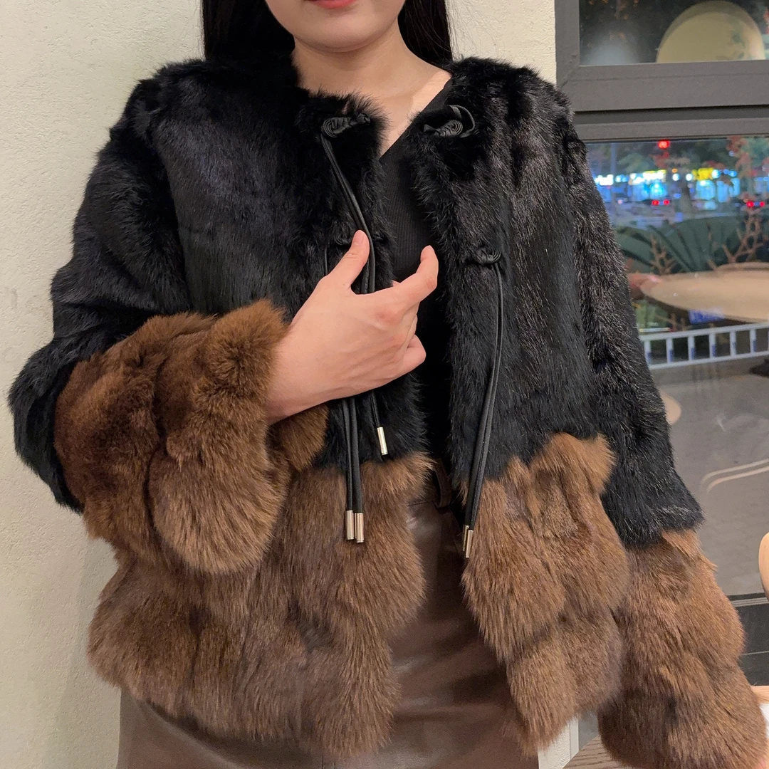 秋冬新款狐狸时尚外套中国风短款洋气皮毛一体