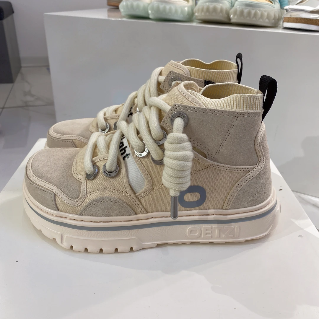 T23340208OETZI冰人奥兹丑鞋男女款帆布拼接高帮鞋2023秋新品