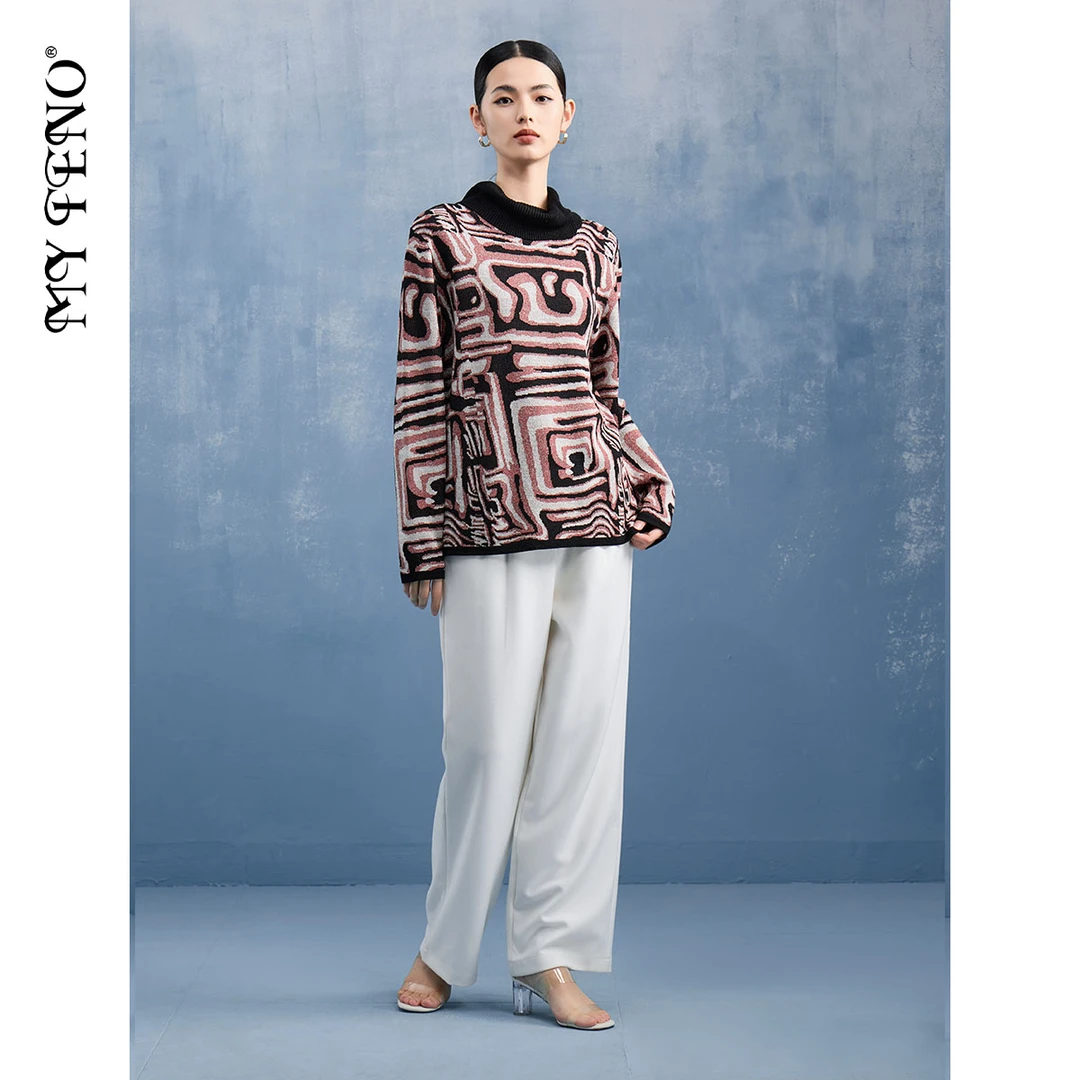 【三姐妹】时尚百搭复古印花长袖针织衫保暖休闲VDS005SWH0