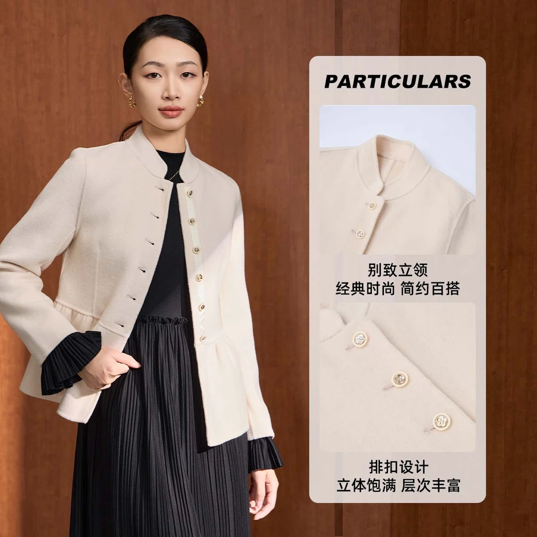 【马天奴】气质长袖短款时尚复古秋冬外套VDAA63DNX0