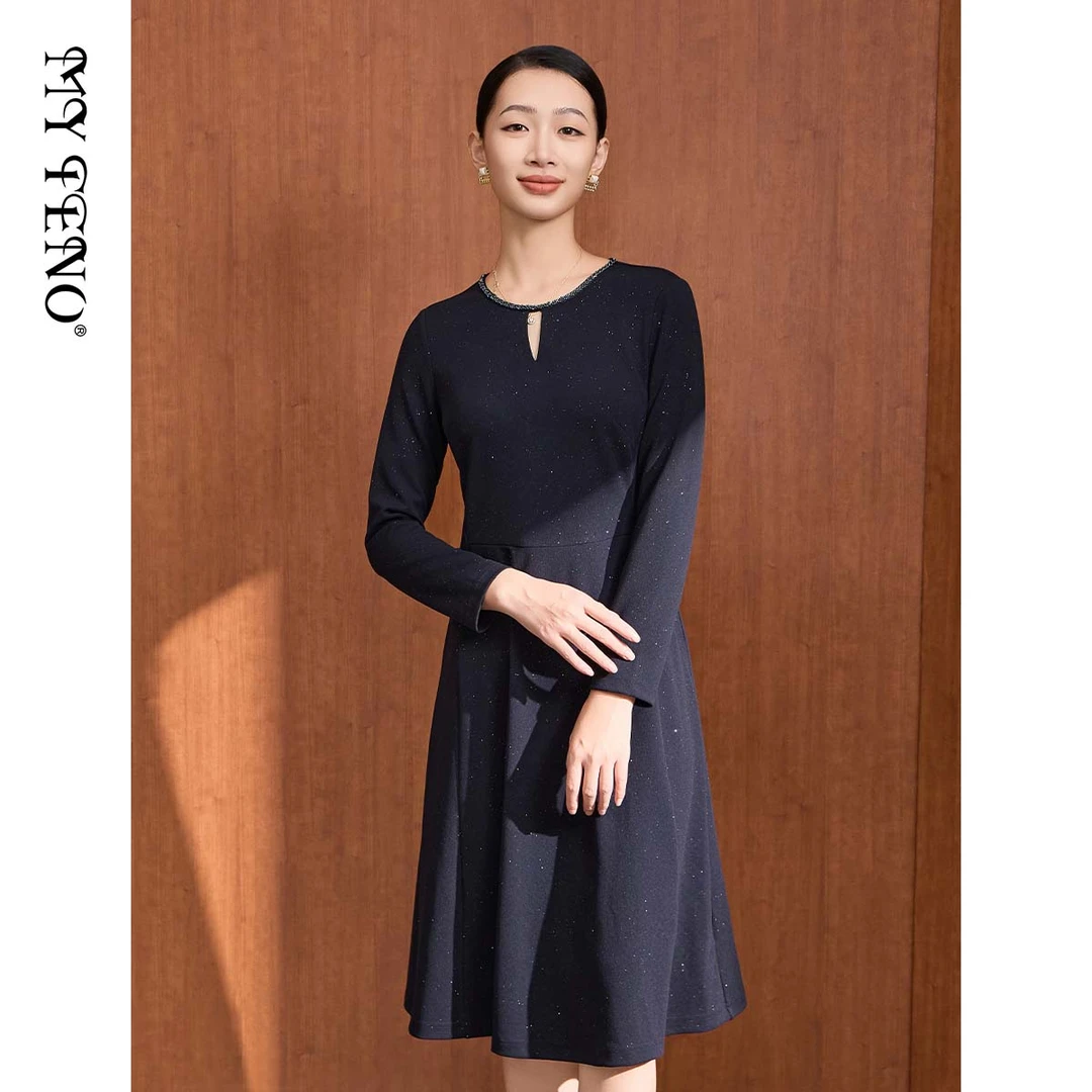 MY TENO/马天奴VDAB26气质长袖针织时尚打底女士中长款秋冬连衣裙