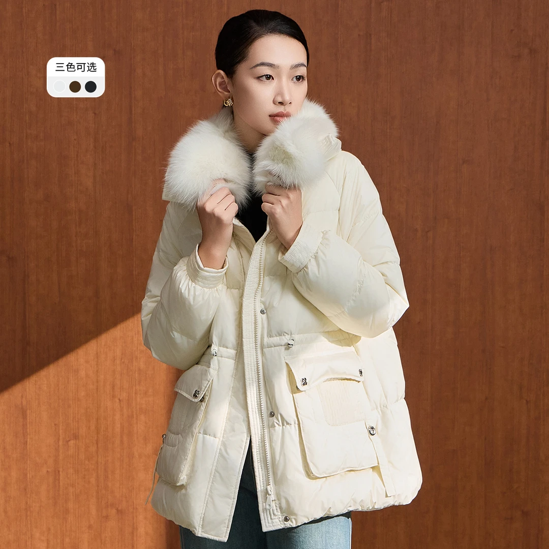 【三姐妹】时尚女装羽绒服中长款收腰秋冬百搭VDA209DCH0