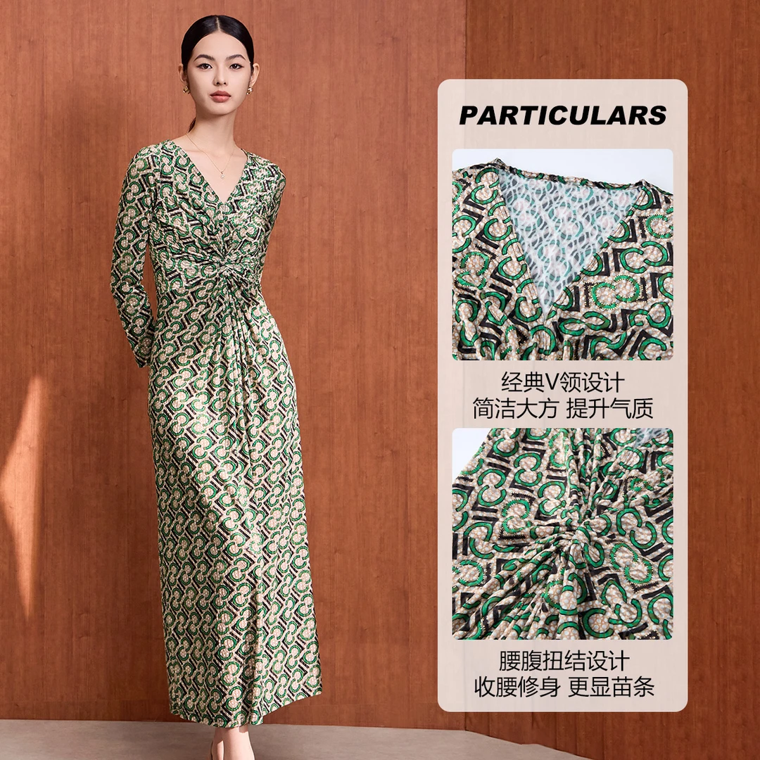 【粉丝专属】马天奴碎花气质复古法式印花提花连衣裙VDA425DRX0