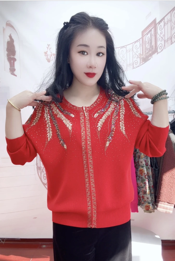 新款时尚凤尾串珠高档开衫