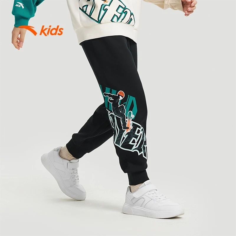 安踏儿童裤子男大童少年顽家针织运动舒适长裤高能感-352438503