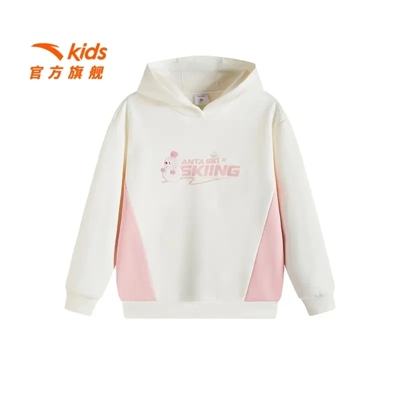 安踏儿童卫衣女童连帽套头衫冬季新款加绒保暖运动上衣-362446709
