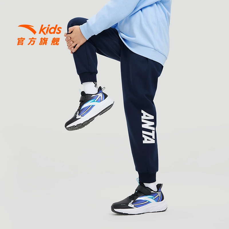 安踏儿童针织加绒保暖运动裤子男童休闲秋冬宽松卫裤-A52447708