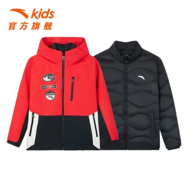 羽绒两件套男大童三合一保暖厚防雨雪连帽-352416672