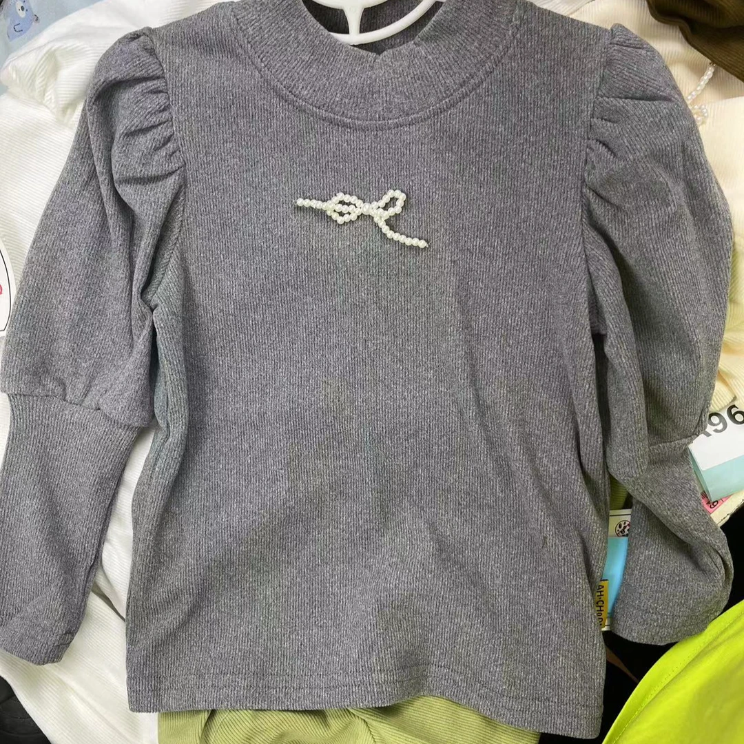 女宝宝舒绒打底衫女童长袖圆领套头时尚百搭秋冬2308