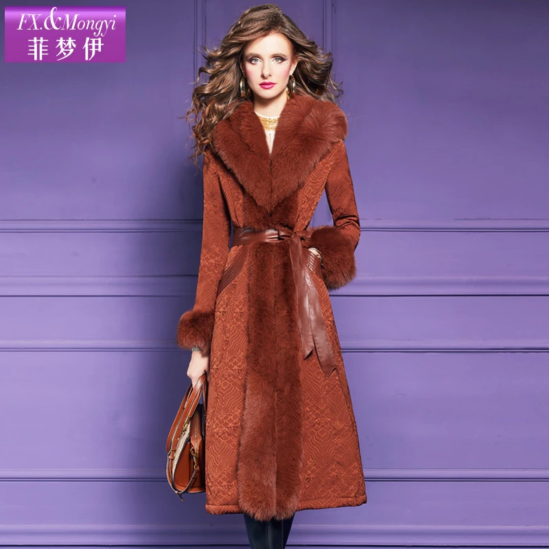 菲梦伊狐狸毛领皮草羽绒服女冬季高品质贵妇加厚长款外套59608