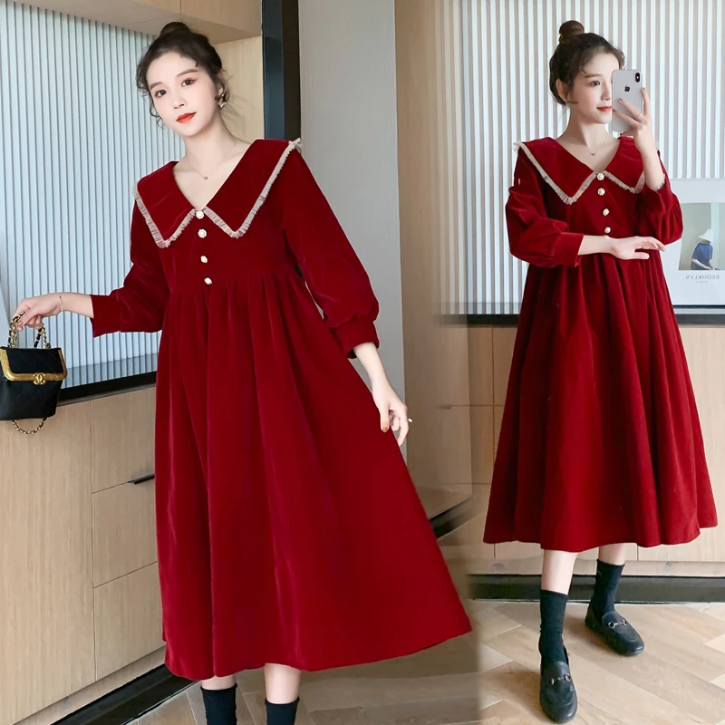 孕妇敬酒服2023秋冬订婚礼服回门服新娘便装遮肚子平时可穿连衣裙