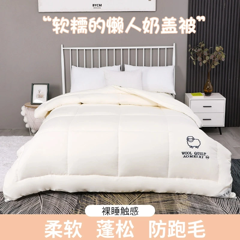 24年新品刺绣款澳洲进口羊毛100%纯羊毛被子被芯春秋被冬被加厚