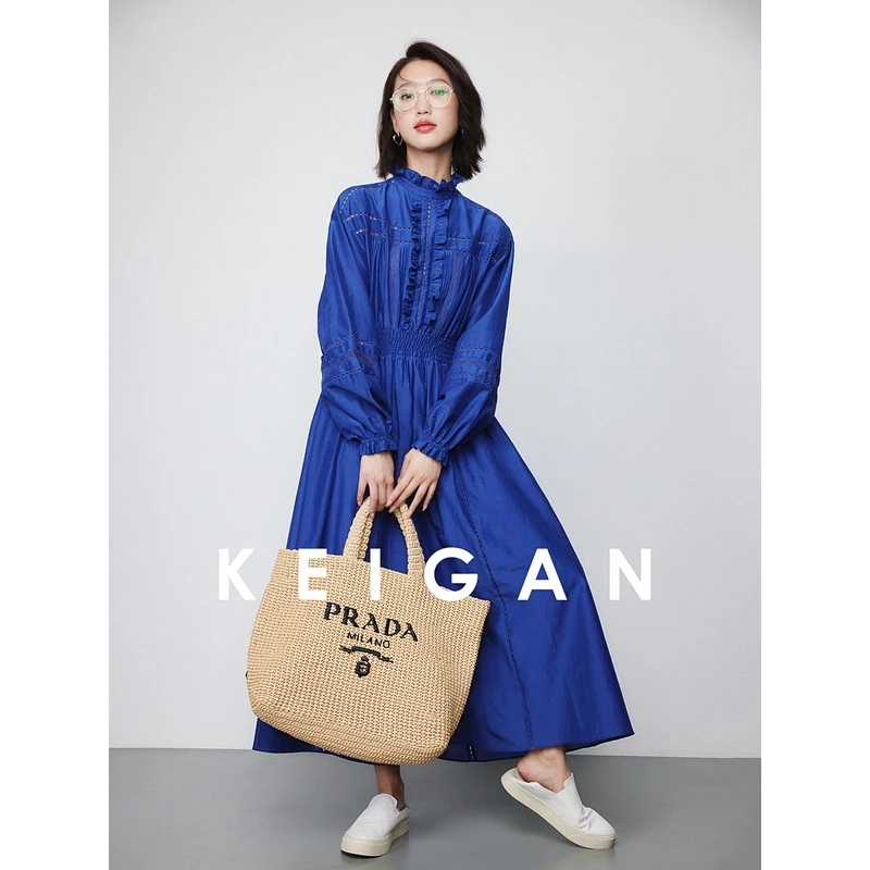 开间/南法假日 定染长绒棉镂空织带浪漫荷叶领衬衫连衣裙复古