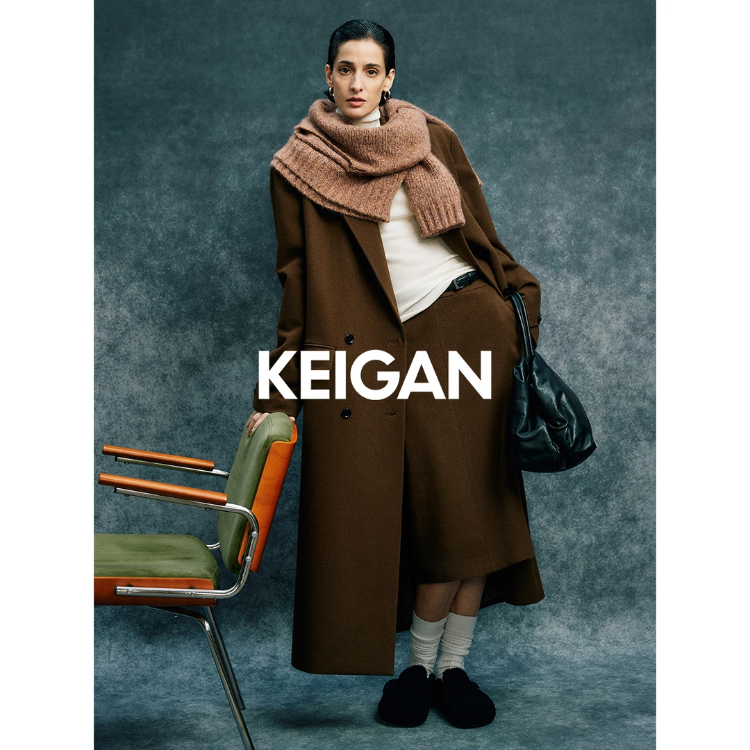 开间/獨家定纺混色羊M 经典极简松弛廓形西装式长大衣半裙套装