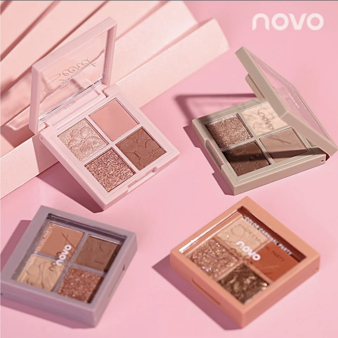 NOVO四色眼影盘女学生党便携珠光哑光粉质细腻易上色大地色眼影
