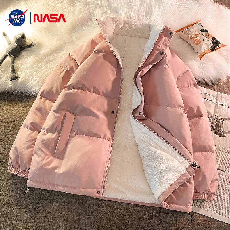 NASA联名棉衣男士冬季潮流百搭加绒加厚保暖立领韩版防风面包服K
