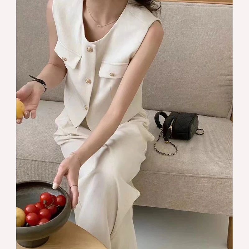 时尚马甲套装女夏季气质显瘦洋气小香风无袖黑色两件套轻奢法式