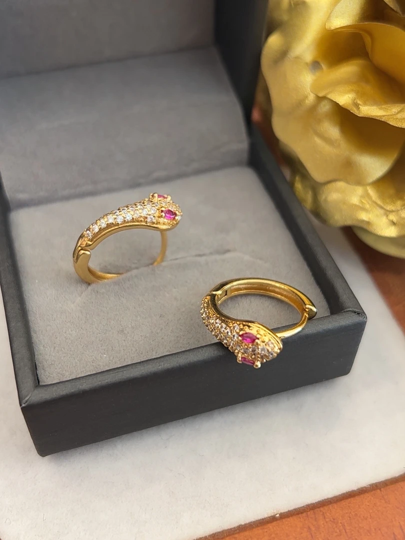 R耳饰 CUICAN金色蛇形高定耳扣R044