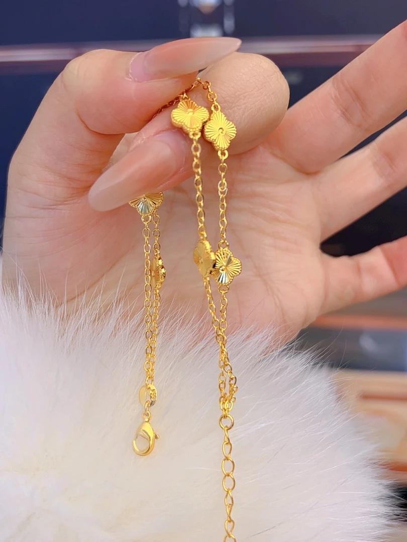 R手链 CUICAN金色高定双四叶手链R043