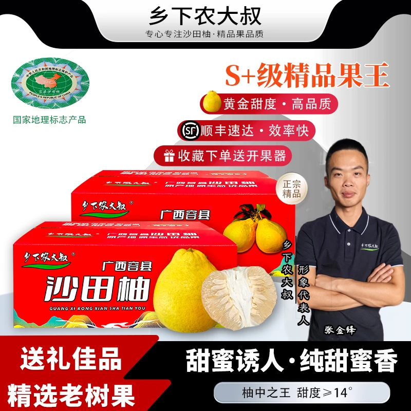 正宗广西容县沙田柚新鲜当季水果纯甜蜜30年老树果乡下农大叔精选