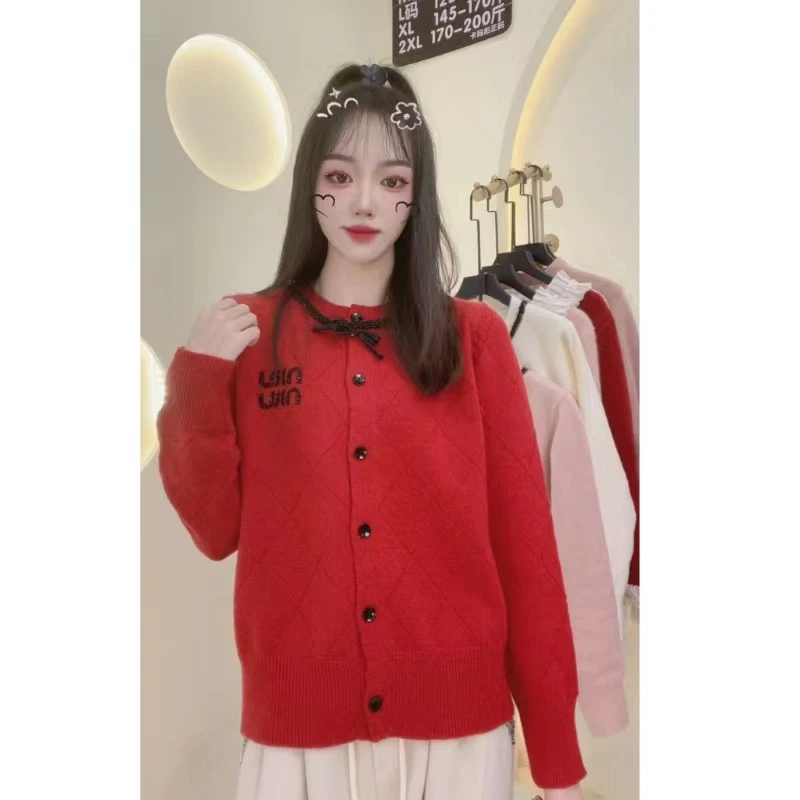 [精选大码80-200斤】重工串珠温柔重工菱形圆领开衫上衣1837