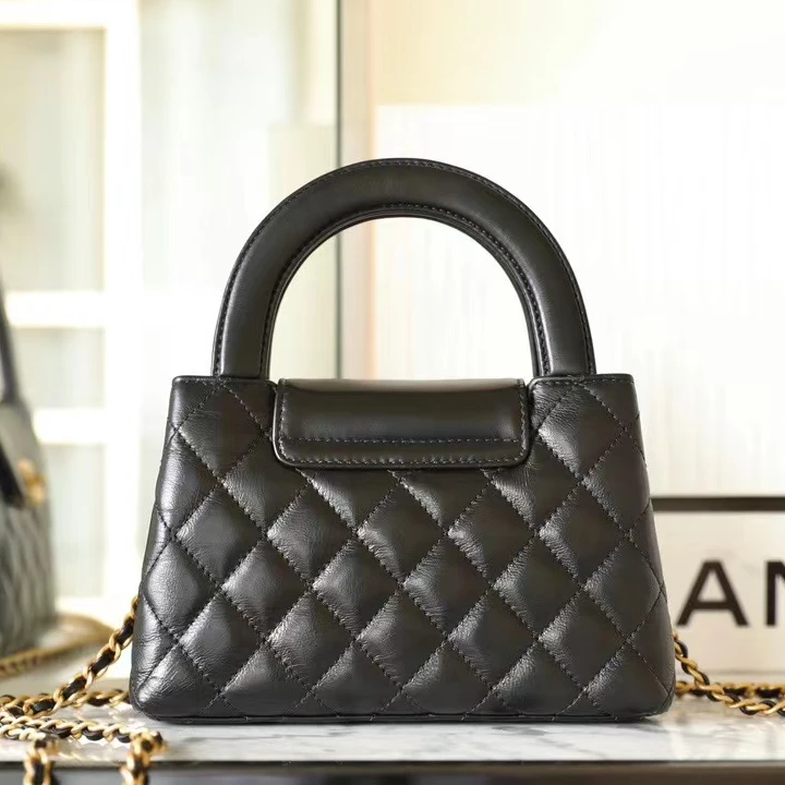 2024新款23K kelly小香风菱格包女包气质时尚轻奢女士黑色