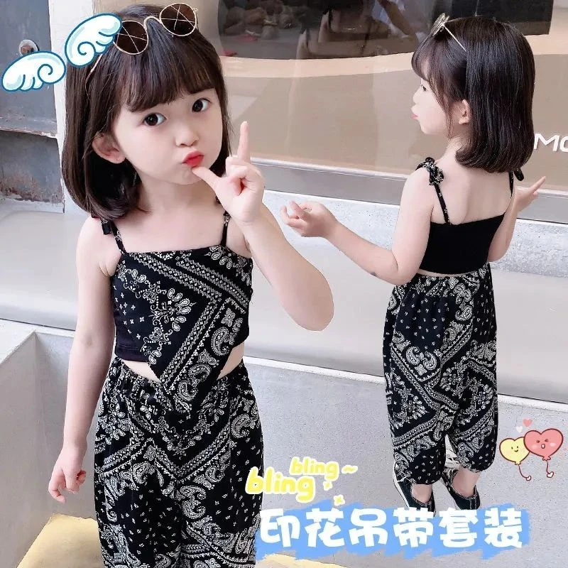 女童吊带背心套装夏装新款儿童网红洋气女孩防蚊束脚裤两件套