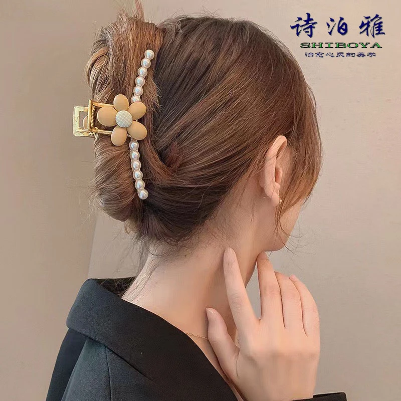 诗泊雅 时尚百搭花朵鲨鱼夹