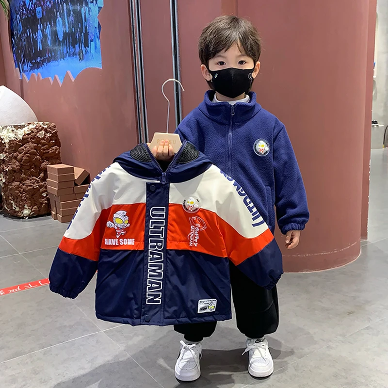 奥特曼衣服儿童三合一冲锋衣2025新款洋气男童夹棉加厚可拆卸外套