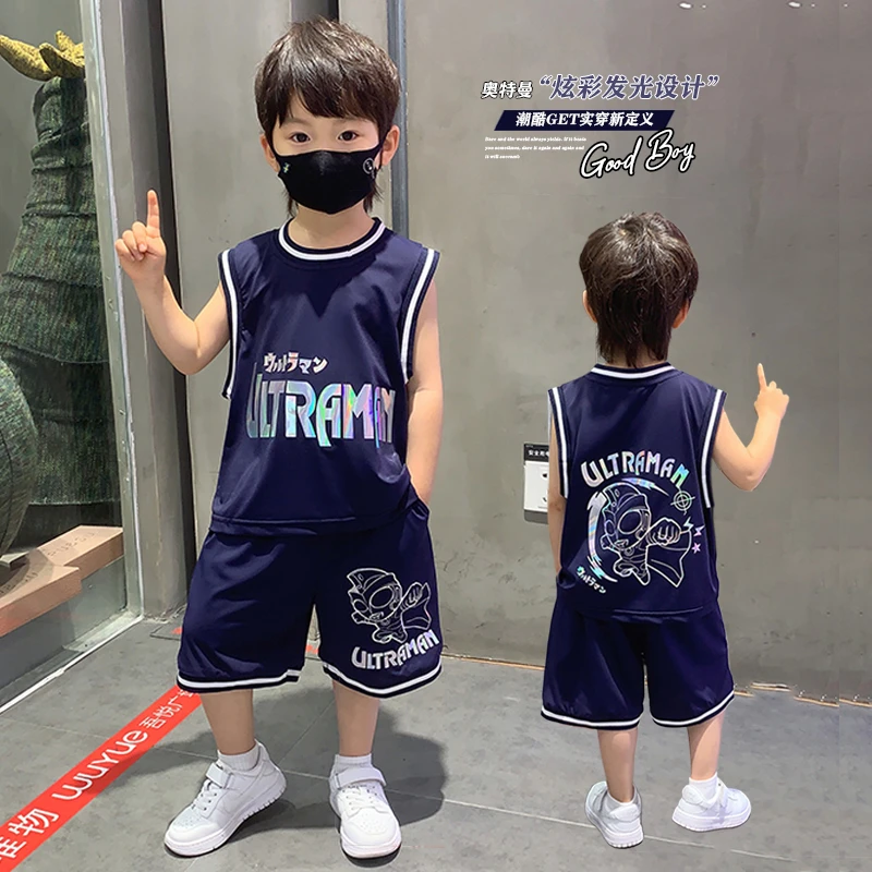 奥特曼男童夏款套装2025新款洋气宝宝无袖背心夏季男孩炸街两件套